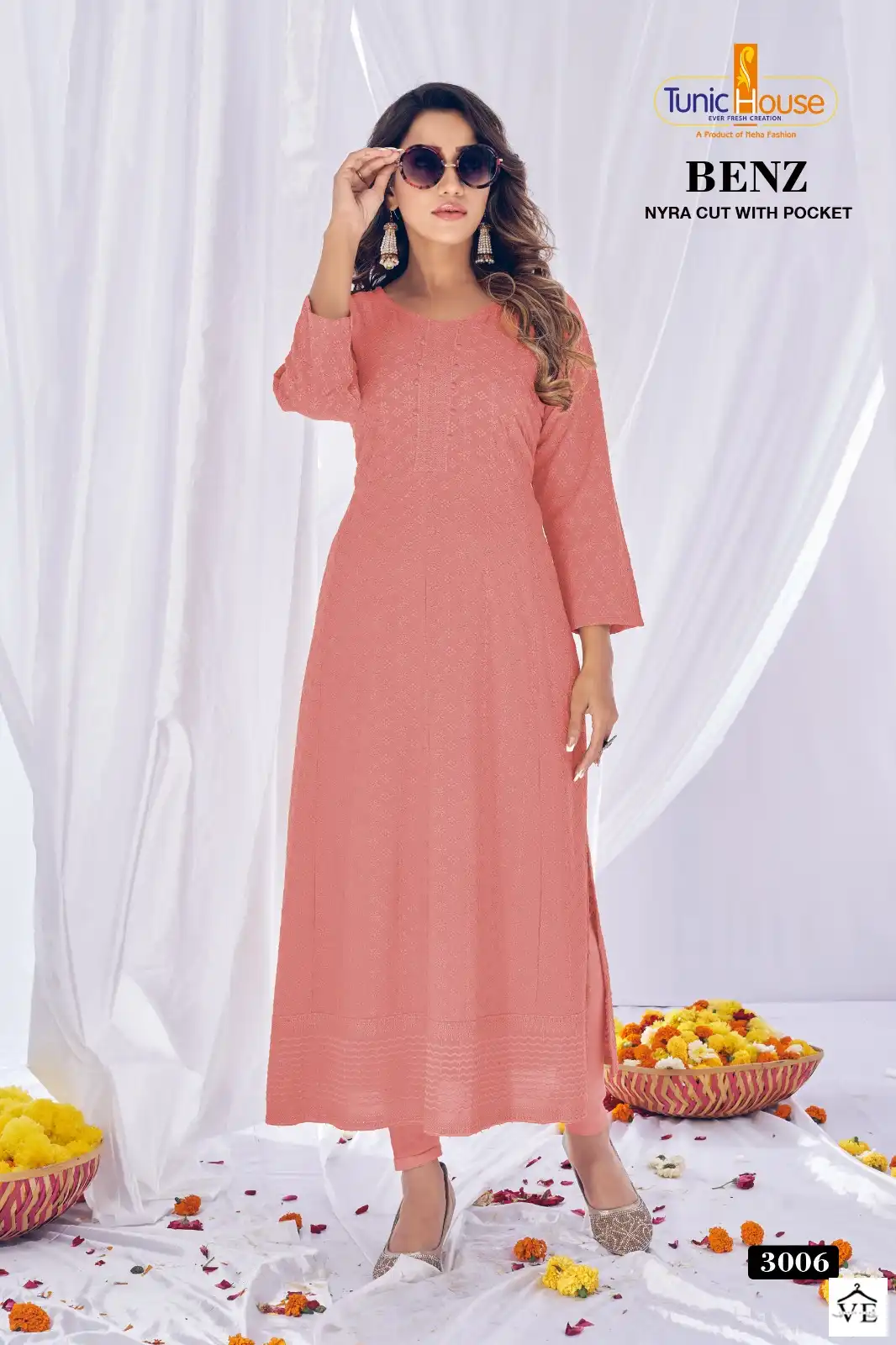Tunic House Benz Pick & Choose Rayon Wholesale Chikankari Work Naira Style Fancy Kurtis Catalog — Wholesale Kurtis, MPA wholesale from Surat - Gallery Image 5