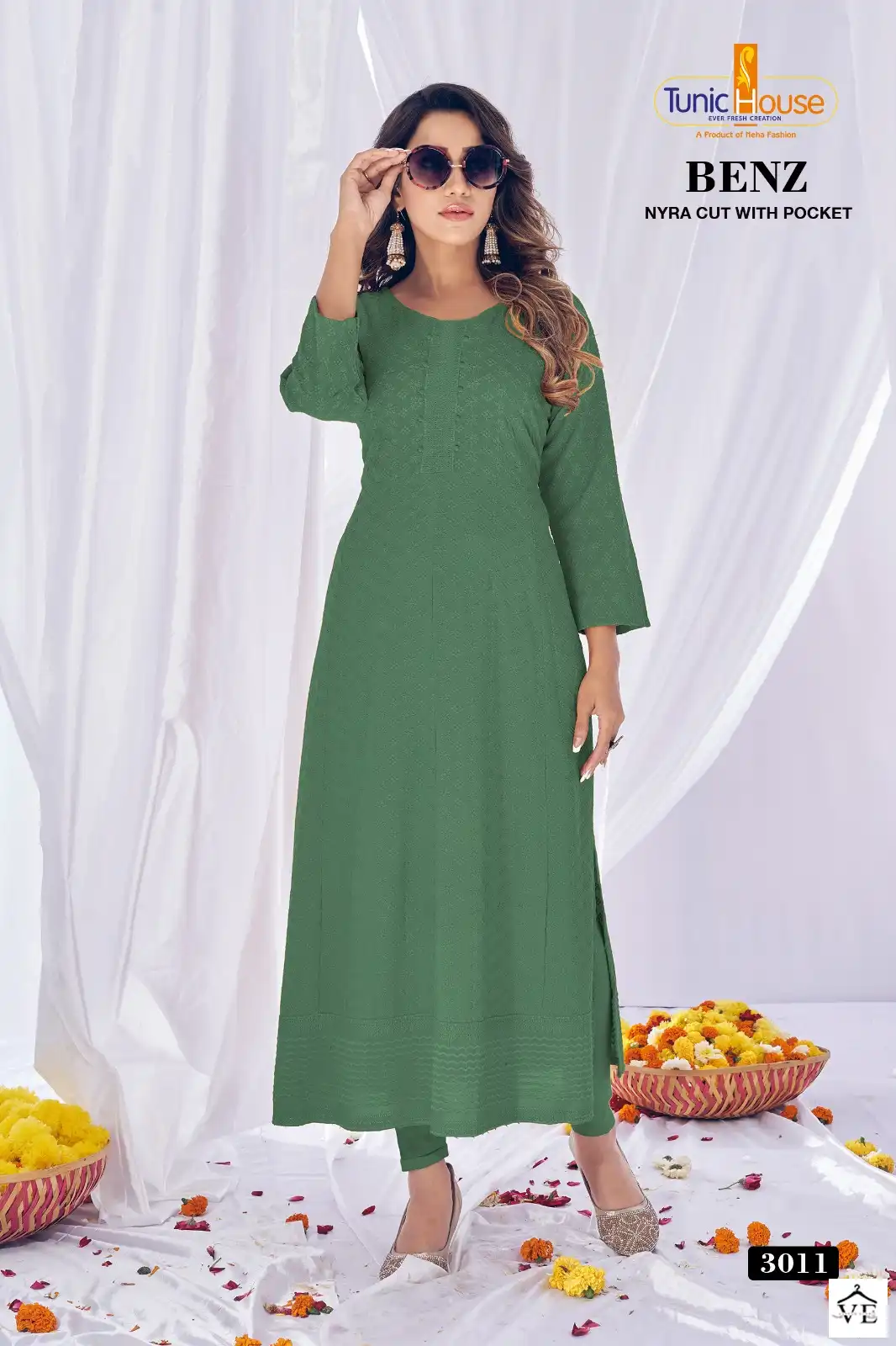 Tunic House Benz Pick & Choose Rayon Wholesale Chikankari Work Naira Style Fancy Kurtis Catalog — Wholesale Kurtis, MPA wholesale from Surat - Gallery Image 7