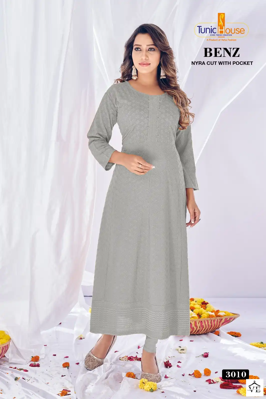 Tunic House Benz Pick & Choose Rayon Wholesale Chikankari Work Naira Style Fancy Kurtis Catalog — Wholesale Kurtis, MPA wholesale from Surat - Gallery Image 8