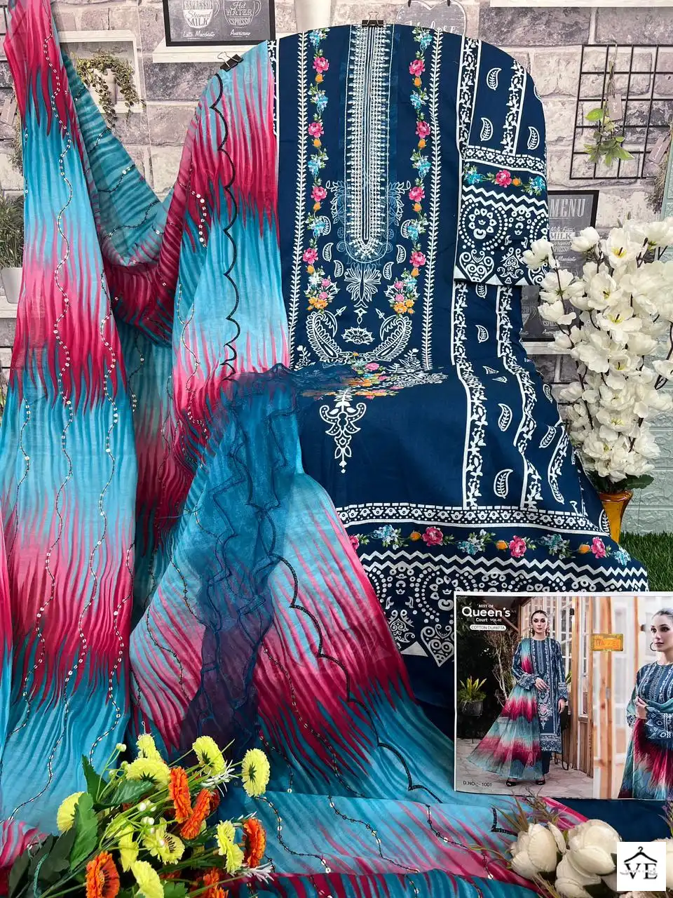 Hazeel Best Of Queens Court Vol 2 Cotton Wholesale Self Embroidery Pakistani Salwar Suit Catalog — Wholesale Salwar Suits, MPA wholesale from Surat - Gallery Image 3