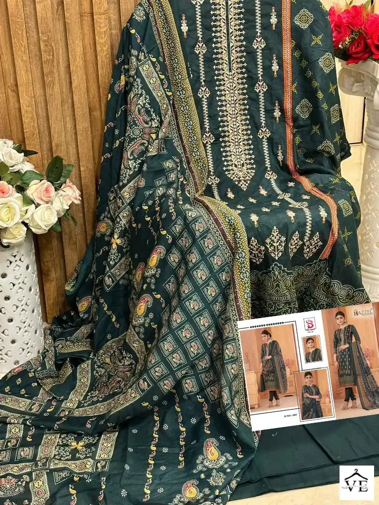 Hazeel Bin Saeed Vol 1 Cotton Wholesale Self Embroidery Pakistani Salwar Suit Catalog — Wholesale Salwar Suits, MPA wholesale from Surat - Gallery Image 3
