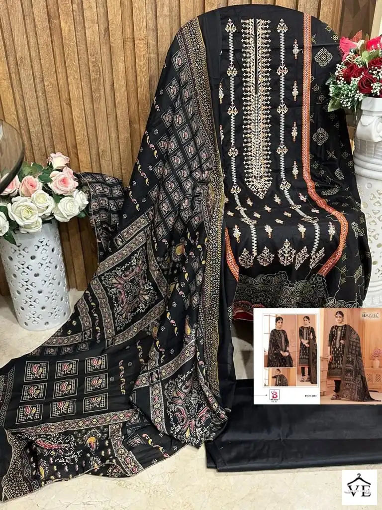 Hazeel Bin Saeed Vol 1 Cotton Wholesale Self Embroidery Pakistani Salwar Suit Catalog — Wholesale Salwar Suits, MPA wholesale from Surat - Gallery Image 4