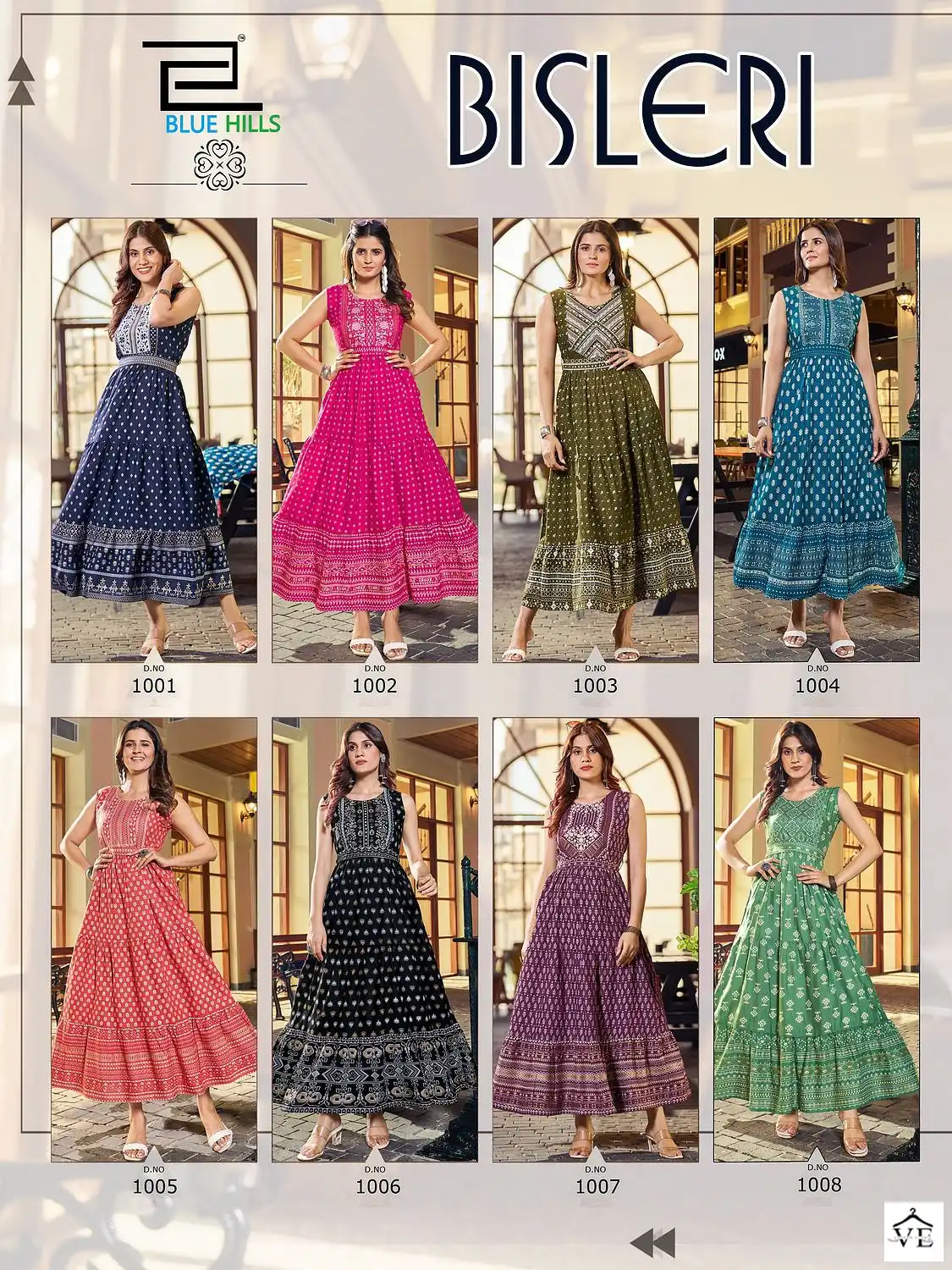 Blue Hills Bisleri Rayon 14Kg Wholesale Long Frill Gowns Catalog — Wholesale Kurtis, Blue Hills wholesale from Surat — view 9