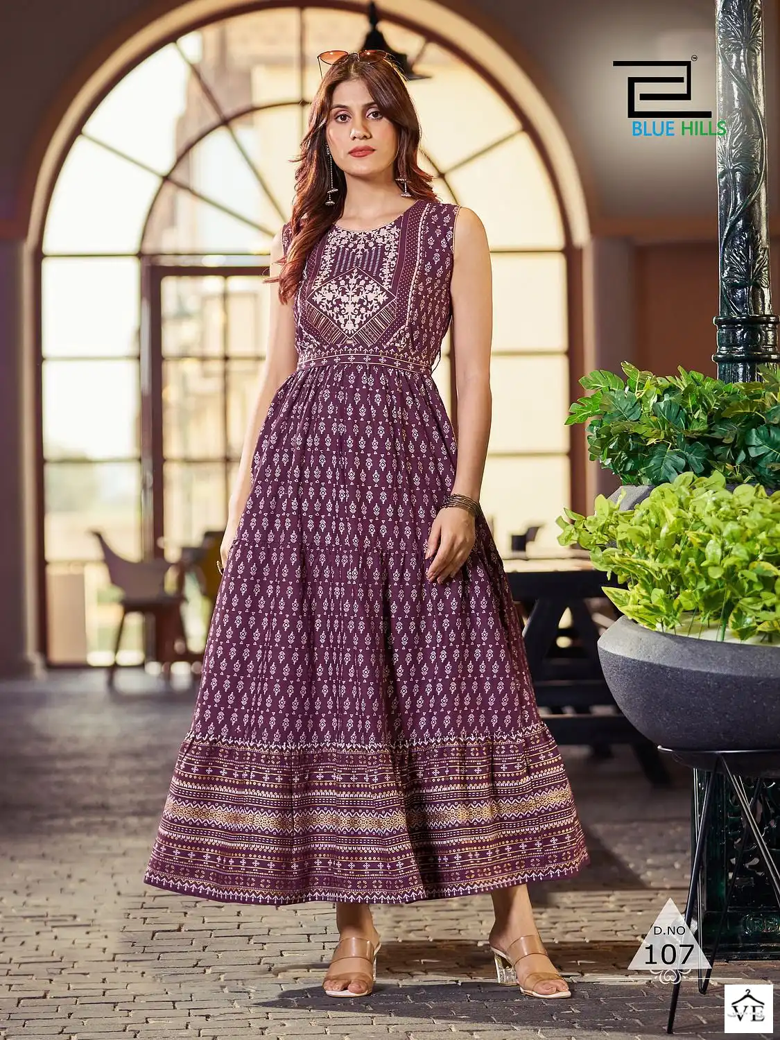 Blue Hills Bisleri Rayon 14Kg Wholesale Long Frill Gowns Catalog — Wholesale Kurtis, Blue Hills wholesale from Surat - Gallery Image 4