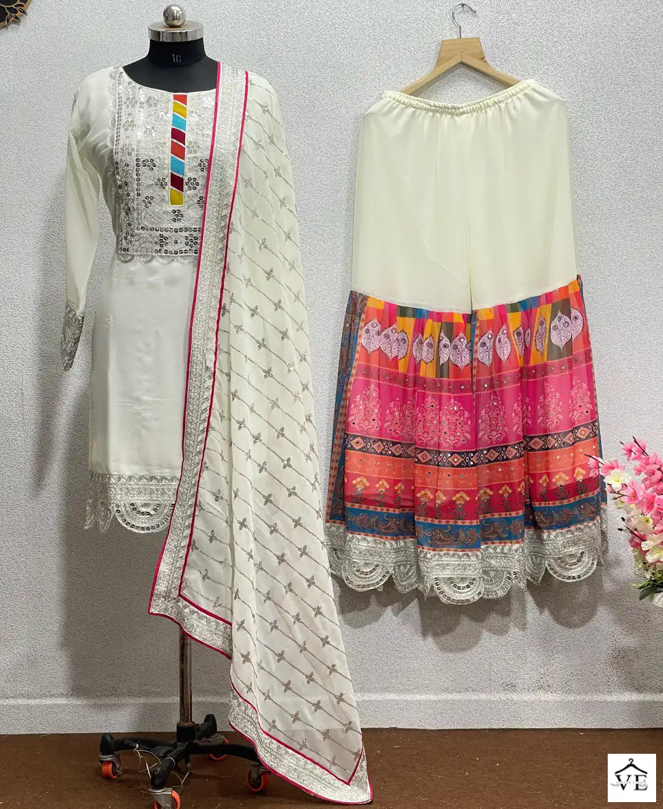 VE 1603 Georgette Wholesale Readymade Sharara Suit — Wholesale Salwar Suits, MPA wholesale from Surat — view 1