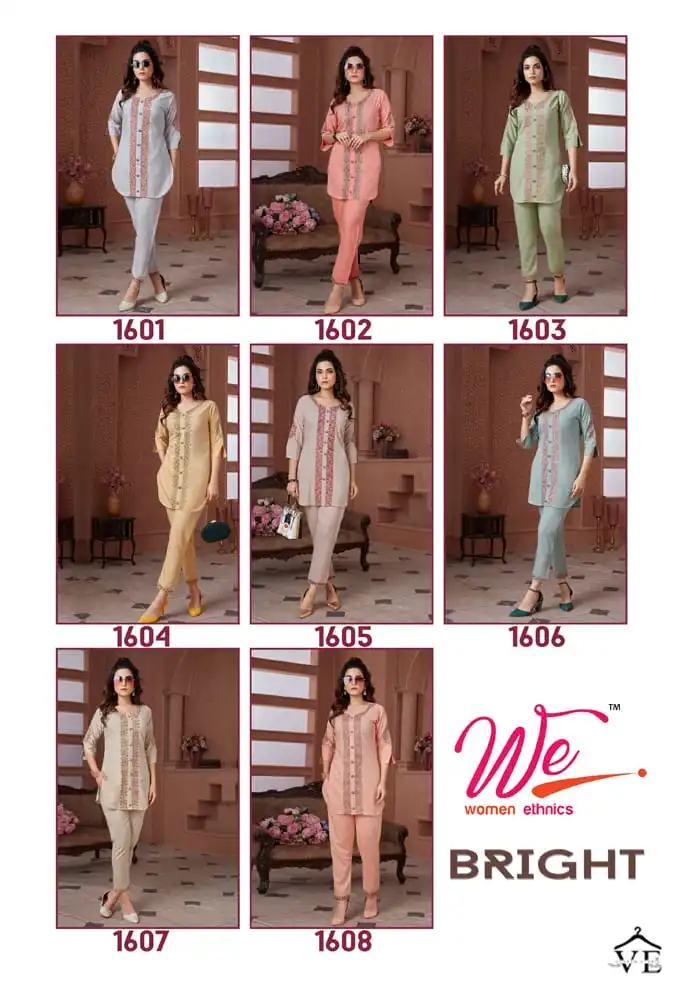 We Woman Ethnics Bright Fancy Wholesale Kurti With Pant Cord Sets Catalog — Wholesale Kurtis, MPA wholesale from Surat — view 9