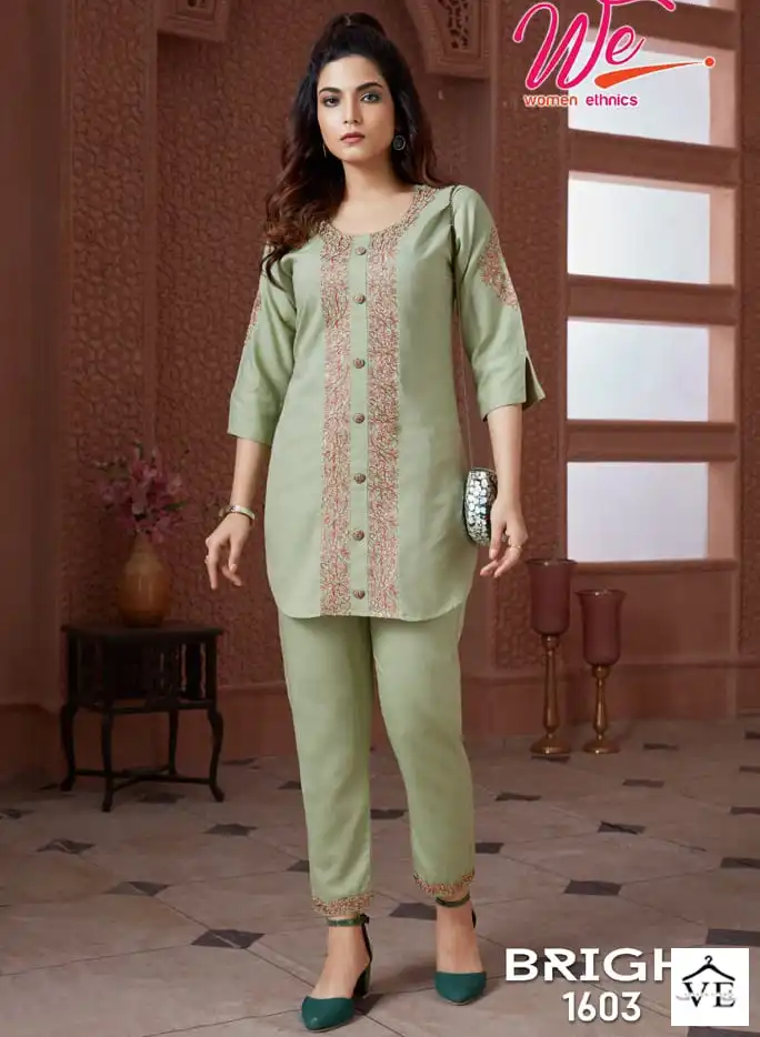 We Woman Ethnics Bright Fancy Wholesale Kurti With Pant Cord Sets Catalog — Wholesale Kurtis, MPA wholesale from Surat — view 1
