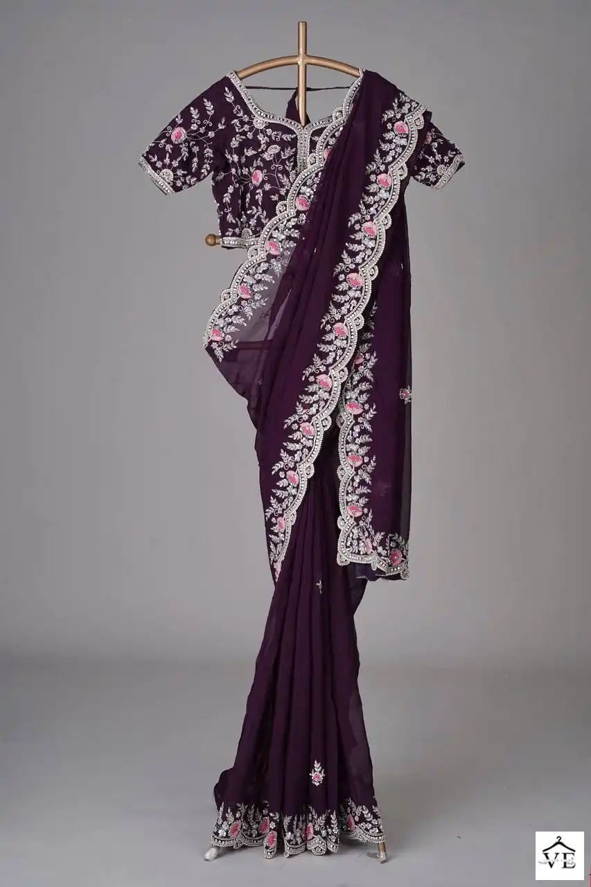 VE BT-1182 Georgette Wholesale Party Wear Saree — Wholesale Sarees, MPA wholesale from Surat - Gallery Image 3