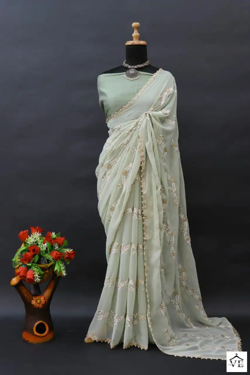 VE BT-3024 Heavy Georgette Wholesale Party Wear Saree — Wholesale Sarees, MPA wholesale from Surat - Gallery Image 3
