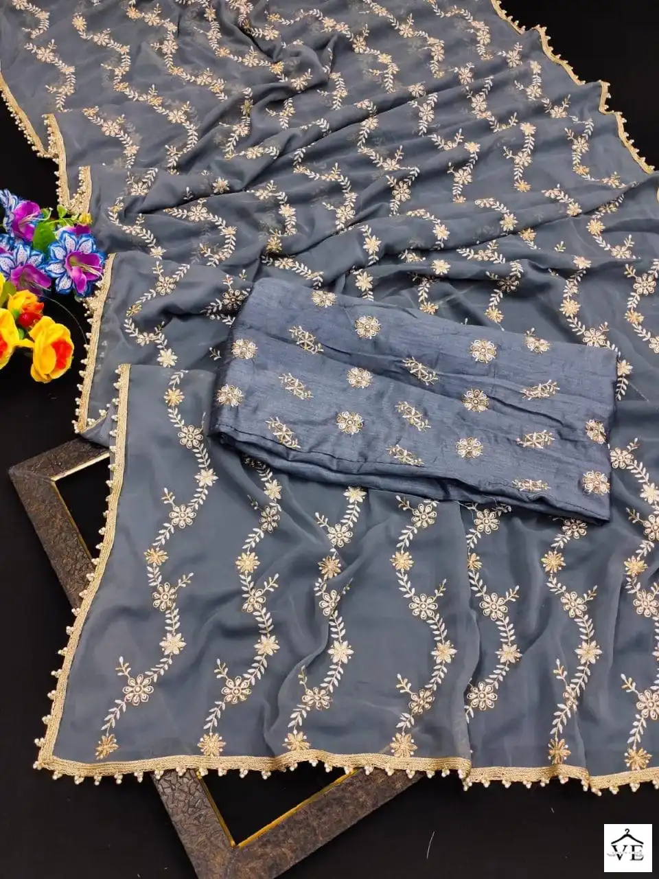 VE BT-3024 Heavy Georgette Wholesale Party Wear Saree — Wholesale Sarees, MPA wholesale from Surat - Gallery Image 6