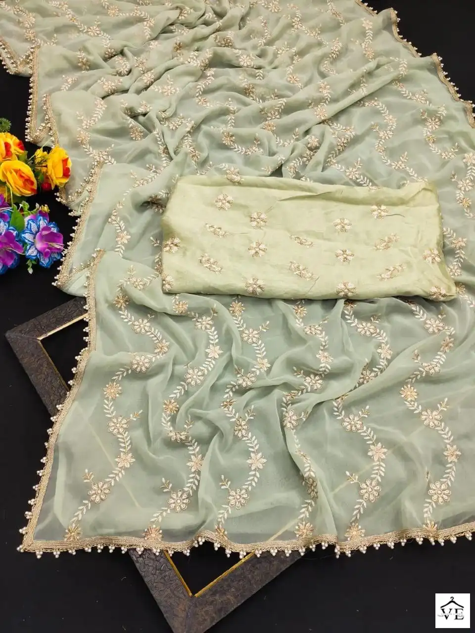 VE BT-3024 Heavy Georgette Wholesale Party Wear Saree — Wholesale Sarees, MPA wholesale from Surat — view 8