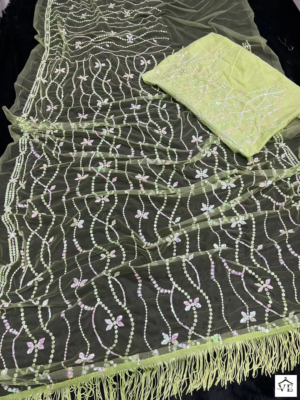VE BT-345 Heavy Nylon Butterfly Net Wholesale Fancy Saree — Wholesale Sarees, MPA wholesale from Surat — view 6
