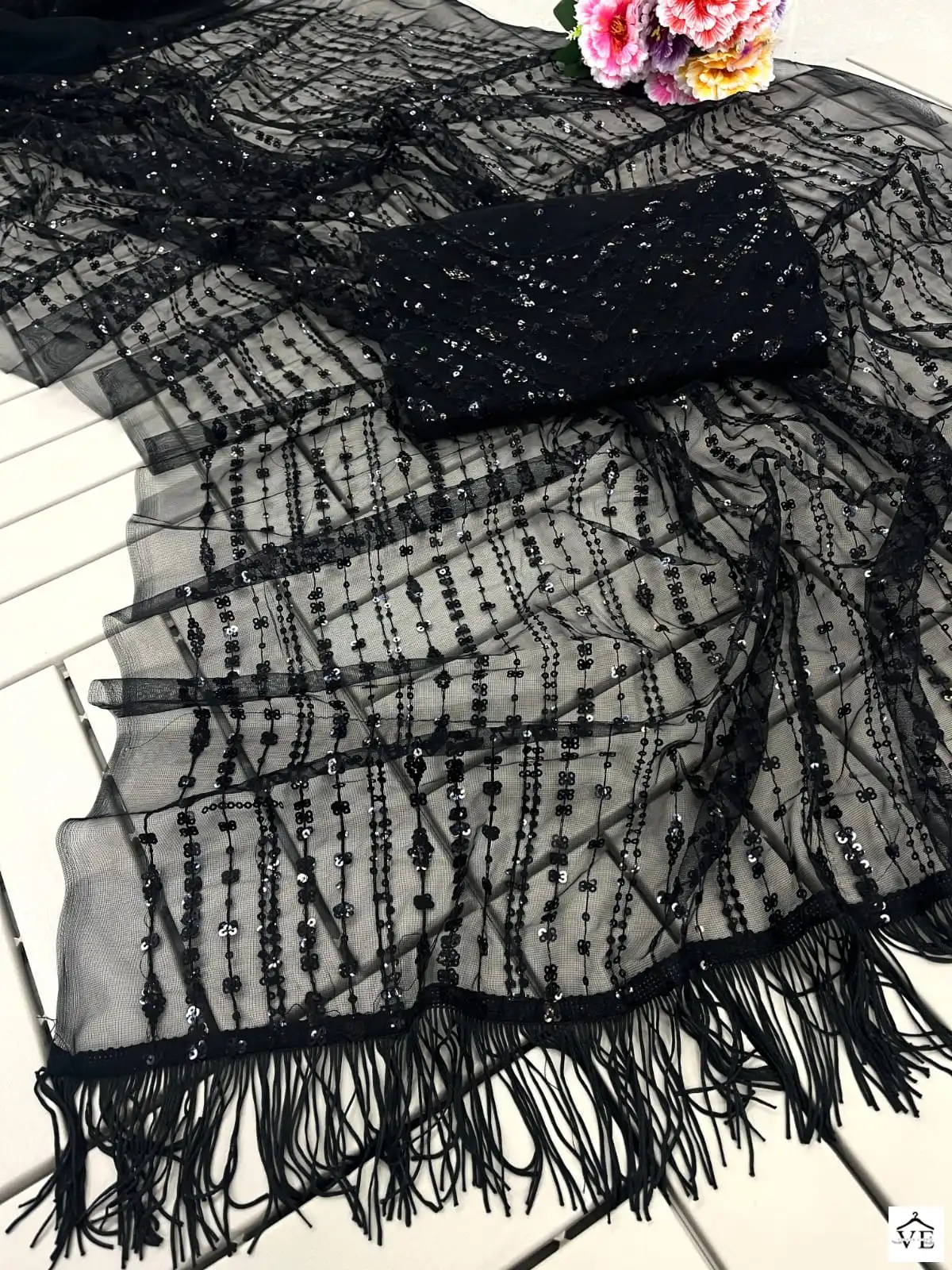 VE BT-352 Heavy Nylon Butterfly Net Wholesale Designer Saree — Wholesale Sarees, MPA wholesale from Surat — view 4