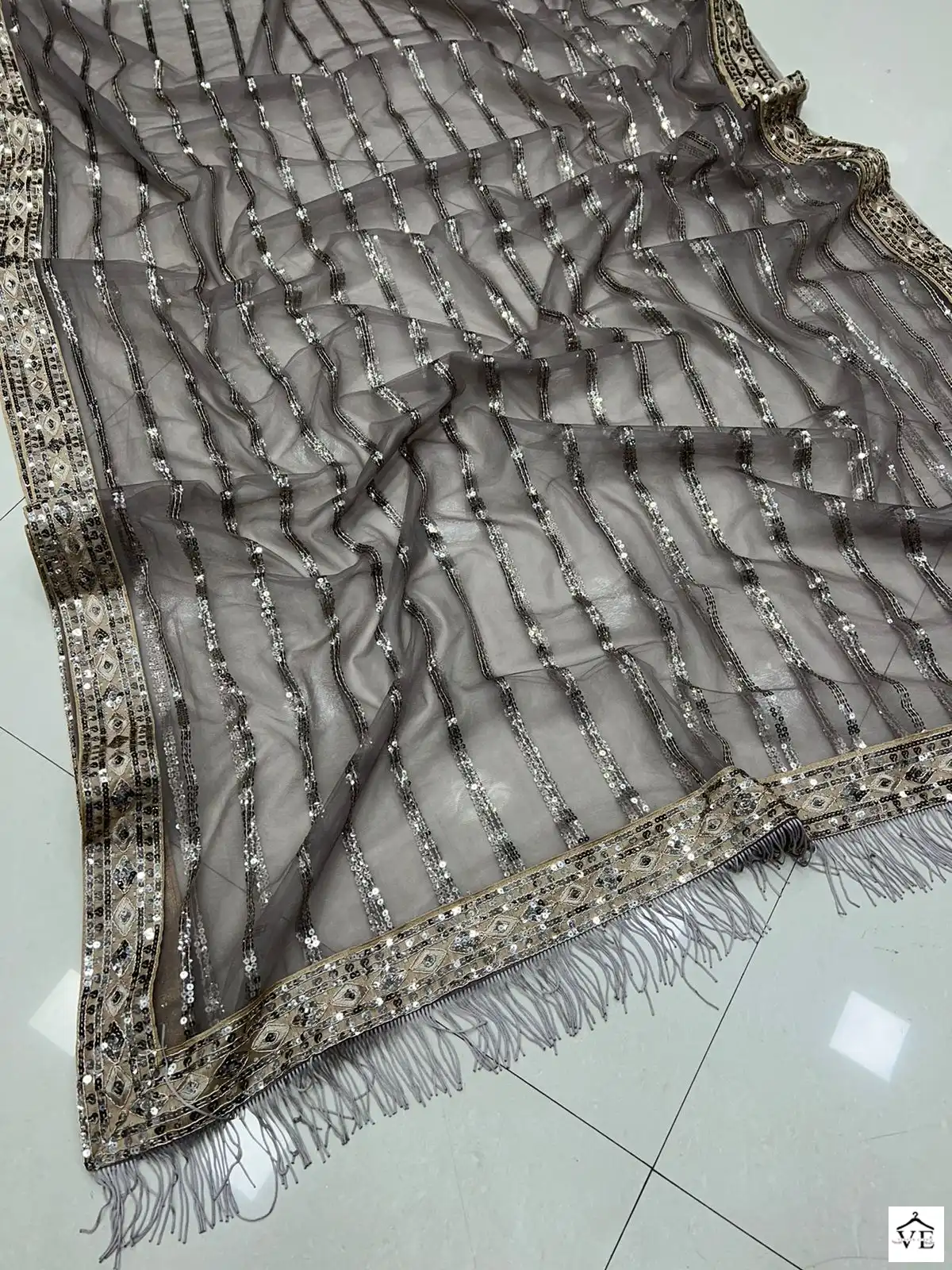 VE BT-372 Heavy Nylon Butterfly Net Wholesale Fancy Saree — Wholesale Sarees, MPA wholesale from Surat — view 3