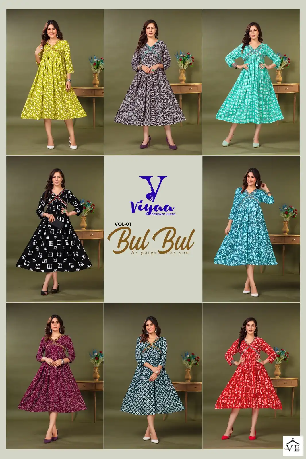 Viyaa Bul Bul Pure Rayon Wholesale Long Kurtis Catalog — Wholesale Kurtis, MPA wholesale from Surat — view 9