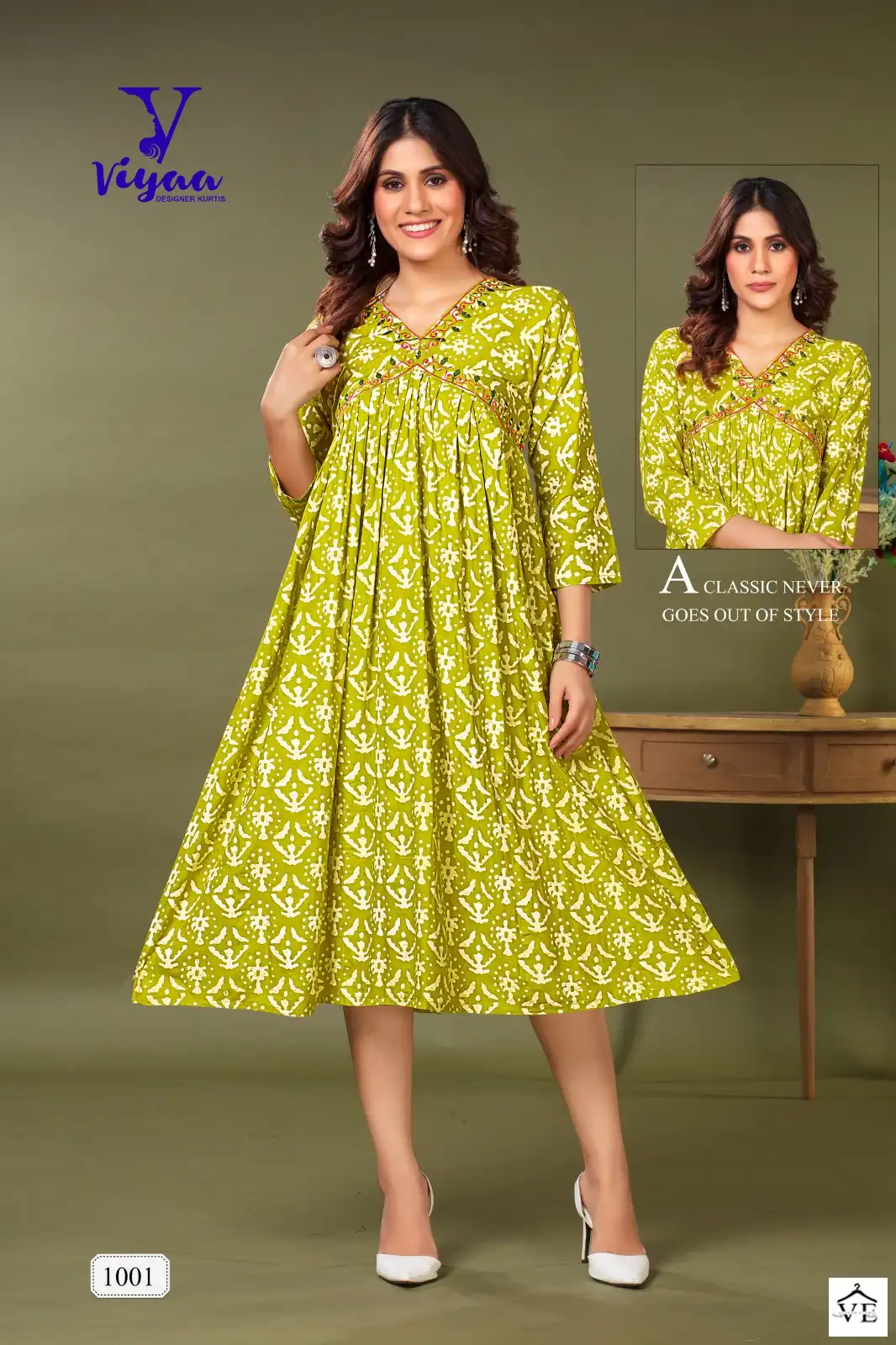 Viyaa Bul Bul Pure Rayon Wholesale Long Kurtis Catalog — Wholesale Kurtis, MPA wholesale from Surat - Gallery Image 3