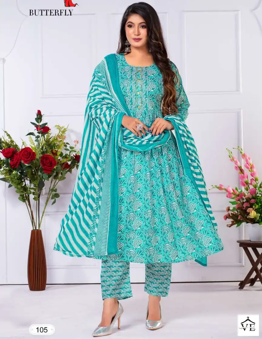 Deecee Butterfly Heavy Cotton Wholesale Readymade Salwar Suit Catalog — Wholesale Salwar Suits, MPA wholesale from Surat — view 1