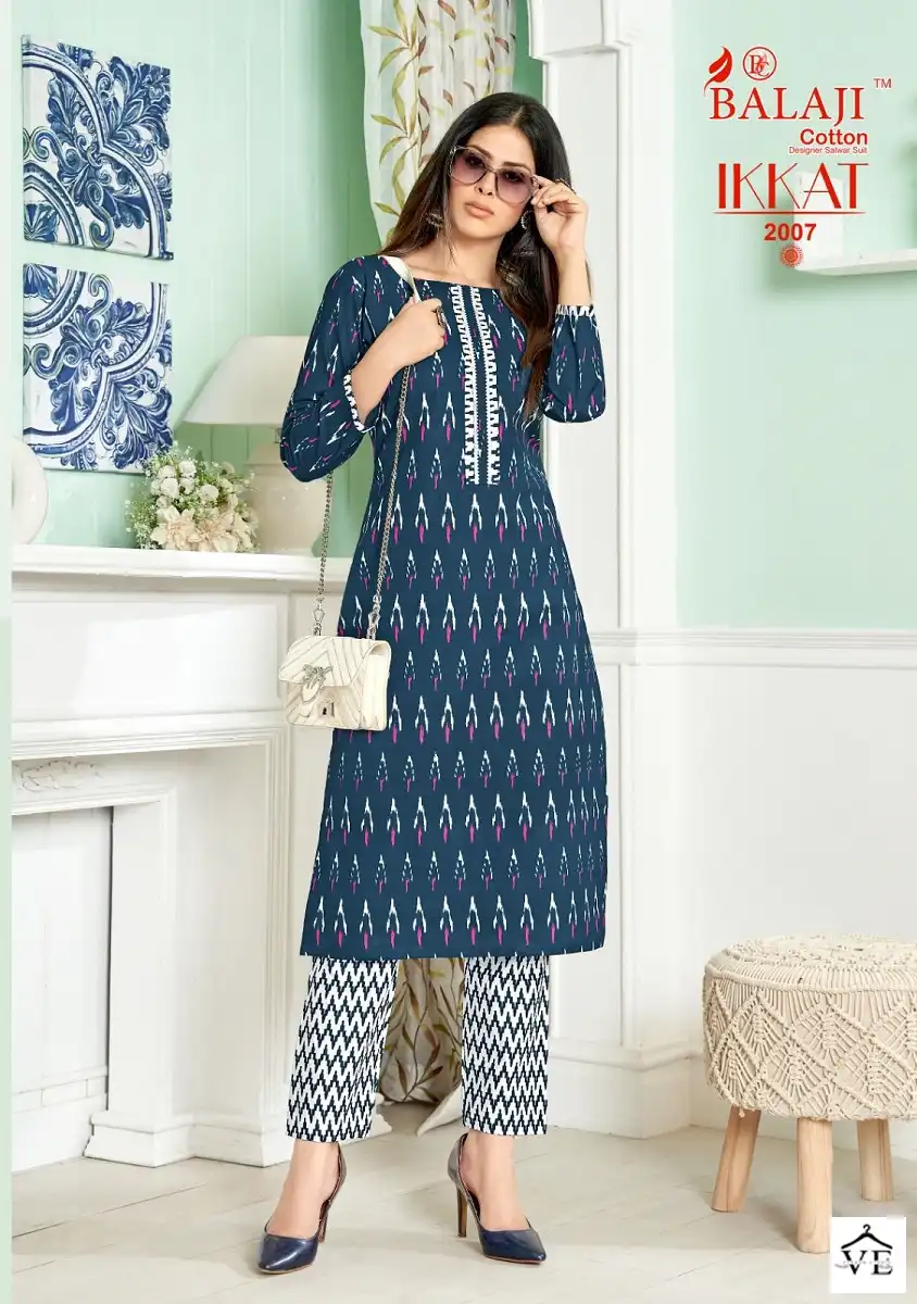 Balaji Ikkat Vol 2 Cotton Wholesale Kurtis With Pant Catalog — Wholesale Kurtis, MPA wholesale from Surat - Gallery Image 7