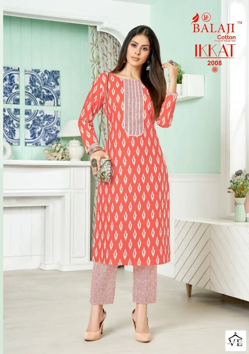 Balaji Ikkat Vol 2 Cotton Wholesale Kurtis With Pant Catalog — Wholesale Kurtis, MPA wholesale from Surat - Gallery Image 8