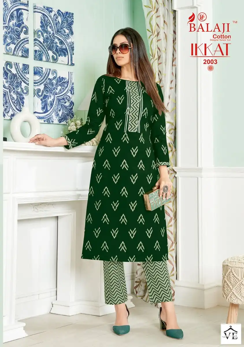 Balaji Ikkat Vol 2 Cotton Wholesale Kurtis With Pant Catalog — Wholesale Kurtis, MPA wholesale from Surat - Gallery Image 3