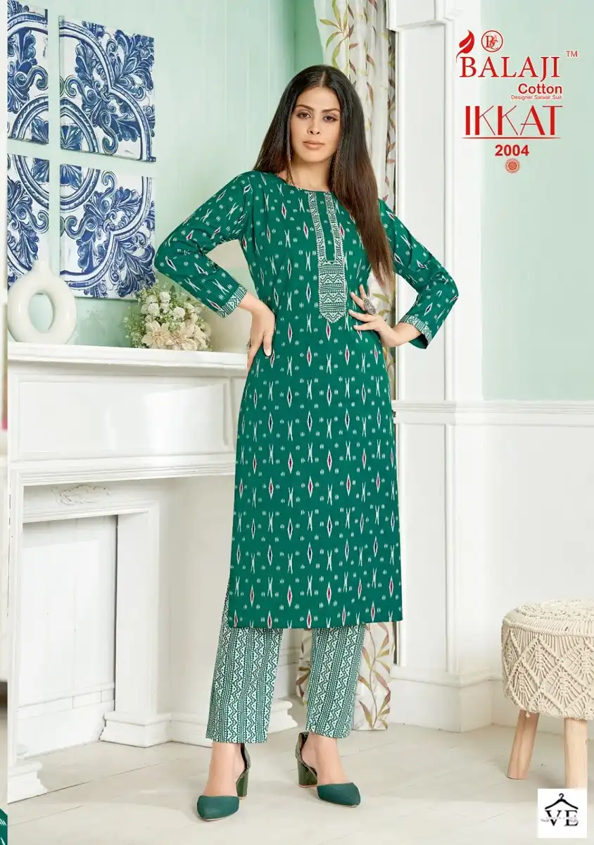 Balaji Ikkat Vol 2 Cotton Wholesale Kurtis With Pant Catalog — Wholesale Kurtis, MPA wholesale from Surat - Gallery Image 4