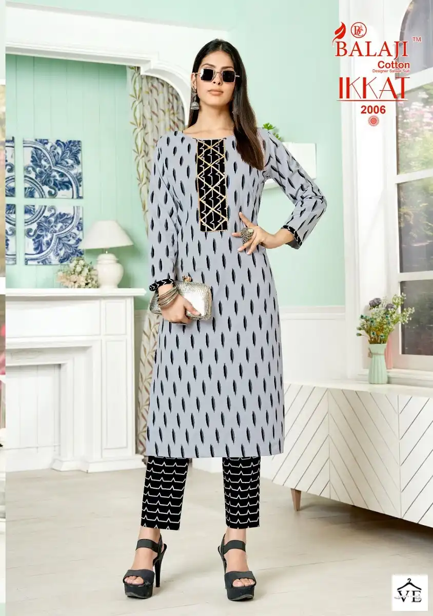 Balaji Ikkat Vol 2 Cotton Wholesale Kurtis With Pant Catalog — Wholesale Kurtis, MPA wholesale from Surat - Gallery Image 6