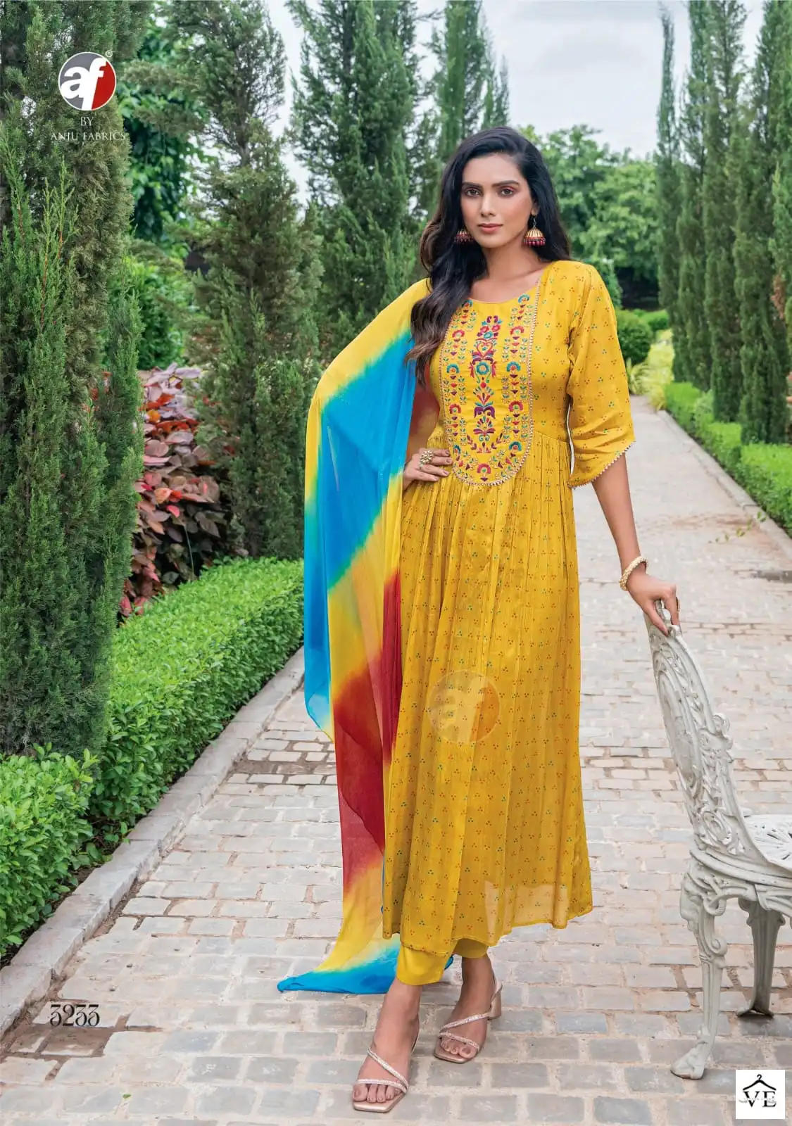 Anju Fabrics Bandhan Vol 3 Pure Chinon Chiffon Wholesale Readymade Suits Catalog — Wholesale Salwar Suits, MPA wholesale from Surat - Gallery Image 3