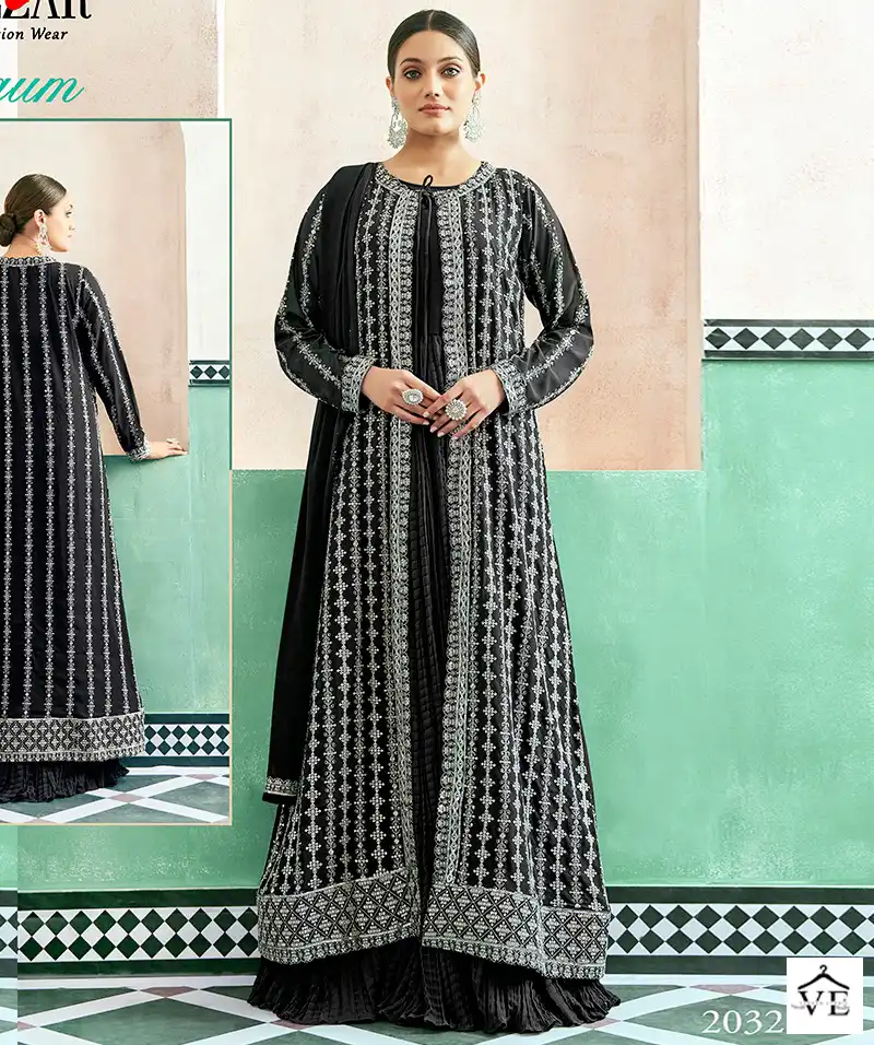 Gulzar Begum Crushed Georgette Wholesale Gown With Dupatta Catalog — Wholesale Salwar Suits, MPA wholesale from Surat — view 1