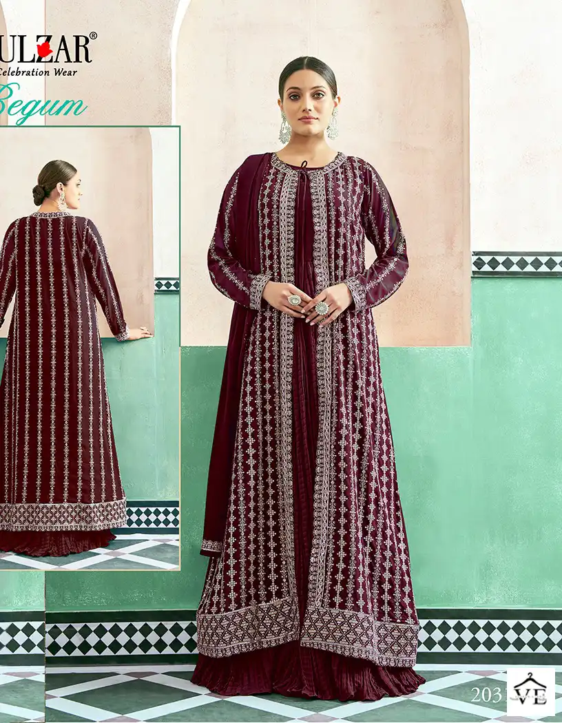 Gulzar Begum Crushed Georgette Wholesale Gown With Dupatta Catalog — Wholesale Salwar Suits, MPA wholesale from Surat - Gallery Image 4