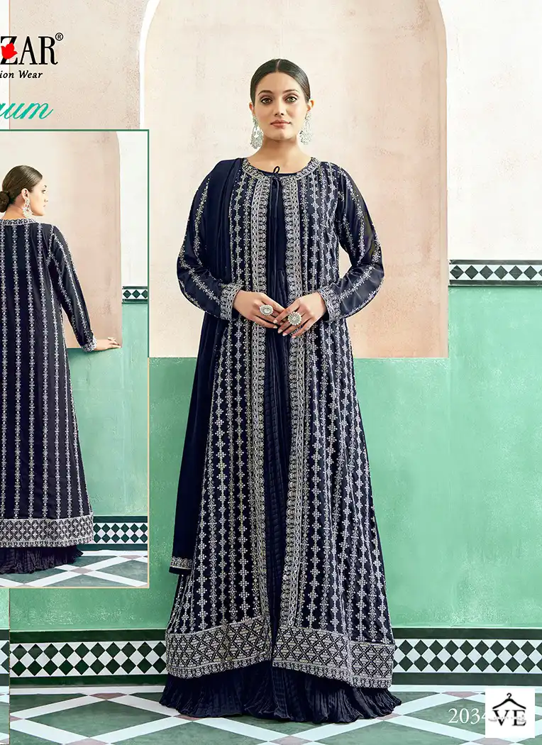Gulzar Begum Crushed Georgette Wholesale Gown With Dupatta Catalog — Wholesale Salwar Suits, MPA wholesale from Surat - Gallery Image 2