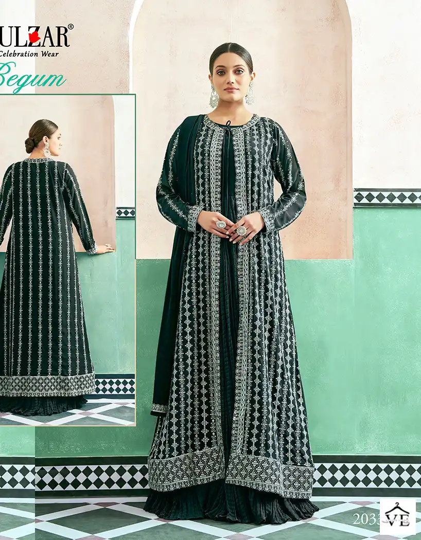 Gulzar Begum Crushed Georgette Wholesale Gown With Dupatta Catalog — Wholesale Salwar Suits, MPA wholesale from Surat - Gallery Image 3