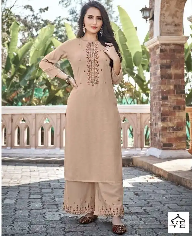 Snapstyle Blossom Rayon Super Slub Wholesale Kurti With Plazzo Catalog — Wholesale Kurtis, MPA wholesale from Surat — view 1
