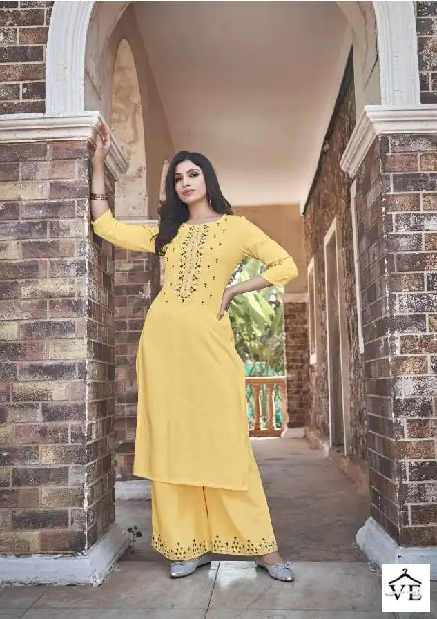 Snapstyle Blossom Rayon Super Slub Wholesale Kurti With Plazzo Catalog — Wholesale Kurtis, MPA wholesale from Surat - Gallery Image 2