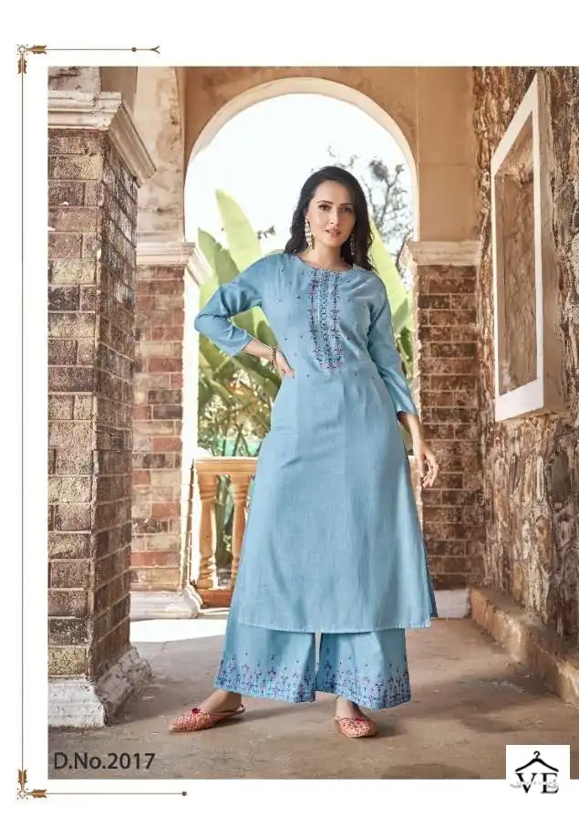 Snapstyle Blossom Rayon Super Slub Wholesale Kurti With Plazzo Catalog — Wholesale Kurtis, MPA wholesale from Surat - Gallery Image 3