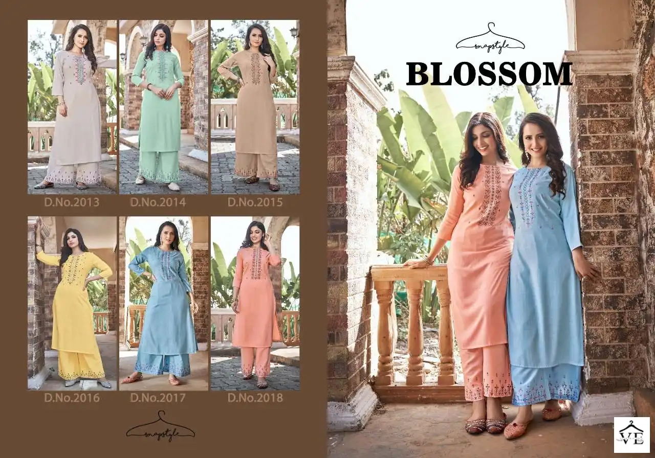 Snapstyle Blossom Rayon Super Slub Wholesale Kurti With Plazzo Catalog — Wholesale Kurtis, MPA wholesale from Surat — view 6