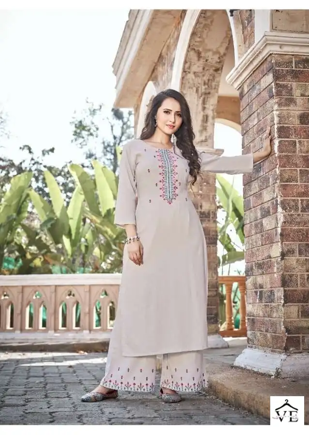Snapstyle Blossom Rayon Super Slub Wholesale Kurti With Plazzo Catalog — Wholesale Kurtis, MPA wholesale from Surat - Gallery Image 4