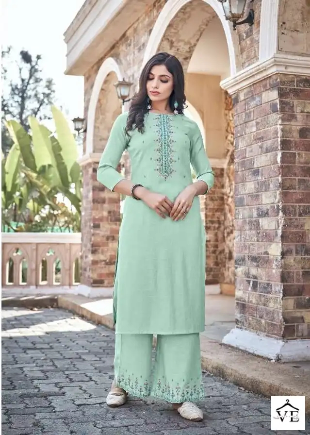Snapstyle Blossom Rayon Super Slub Wholesale Kurti With Plazzo Catalog — Wholesale Kurtis, MPA wholesale from Surat - Gallery Image 5