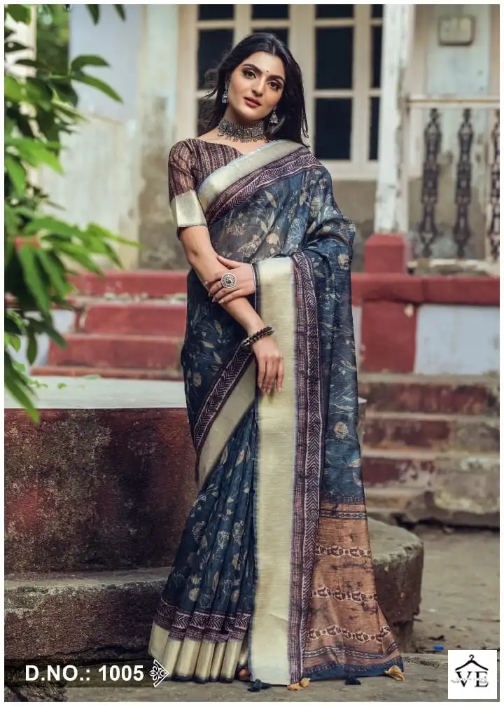 Kira Blossom Linen Wholesale Fancy Sarees Catalog — Wholesale Sarees, MPA wholesale from Surat — view 6