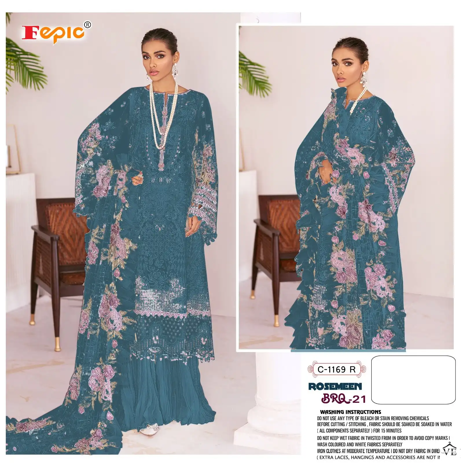 Fepic C 1169 Heavy Georgette Wholesale Designer Pakistani Salwar Suit Catalog — Wholesale Salwar Suits, MPA wholesale from Surat — view 4