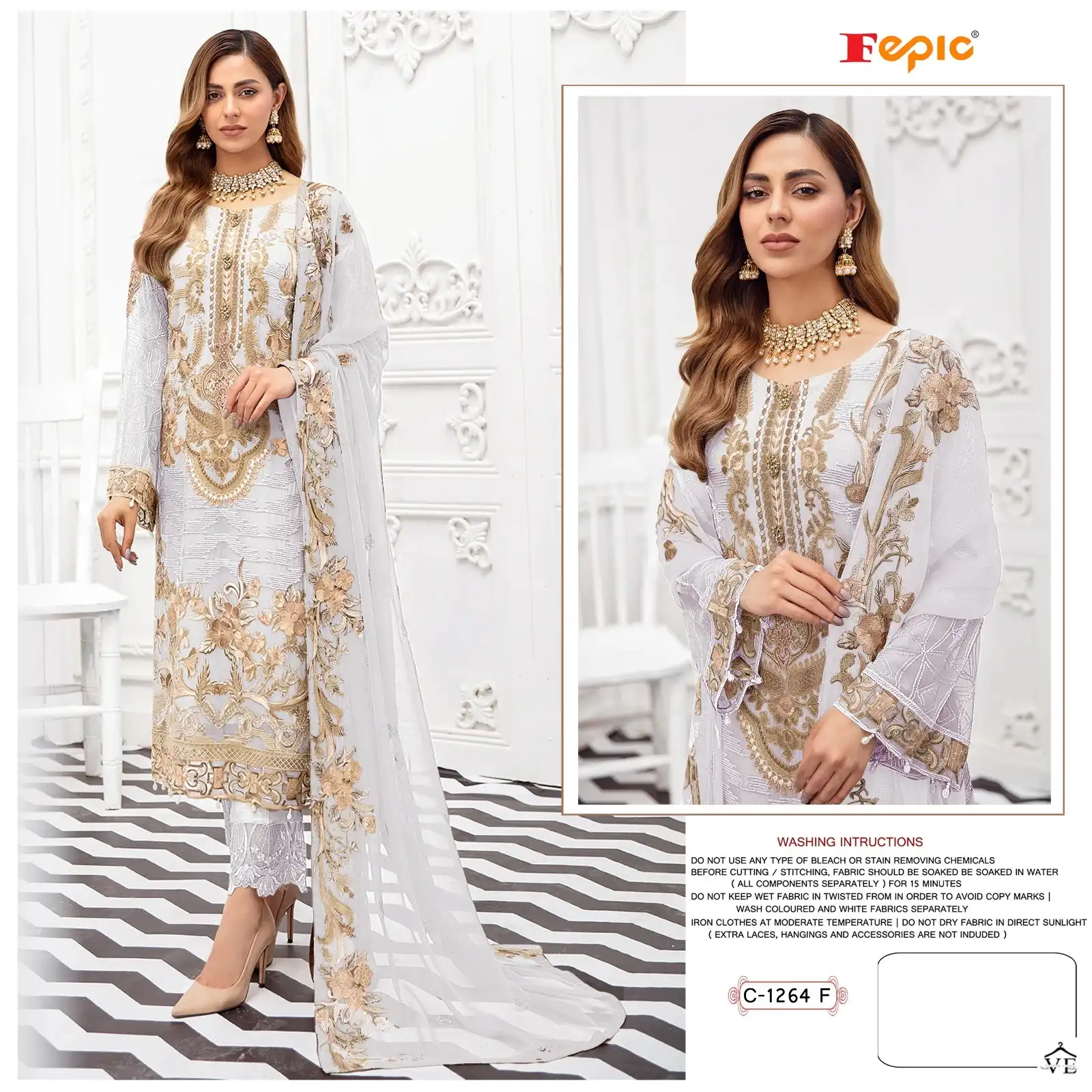 Fepic C 1264 Georgette Wholesale Designer Pakistani Salwar Suit Catalog — Wholesale Salwar Suits, MPA wholesale from Surat — view 2