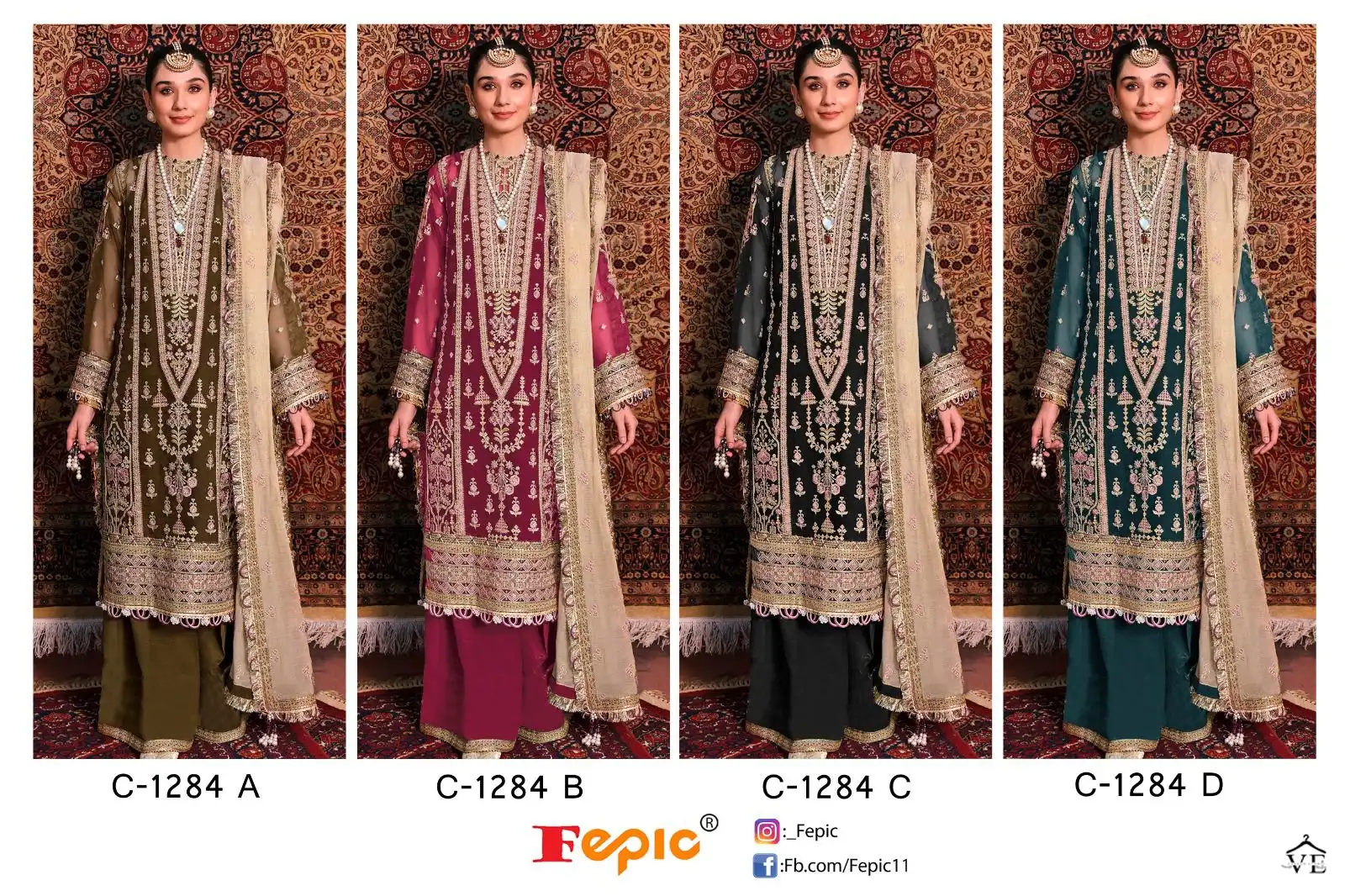 Fepic C 1284 Organza Wholesale Designer Pakistani Salwar Suit Catalog — Wholesale Salwar Suits, MPA wholesale from Surat — view 9