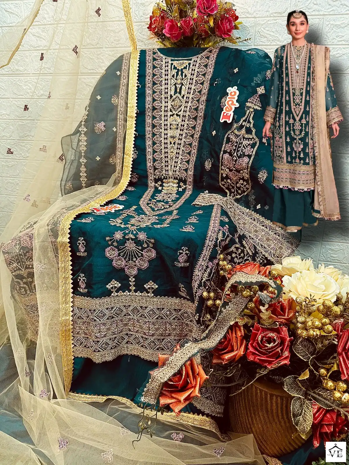 Fepic C 1284 Organza Wholesale Designer Pakistani Salwar Suit Catalog — Wholesale Salwar Suits, MPA wholesale from Surat - Gallery Image 8