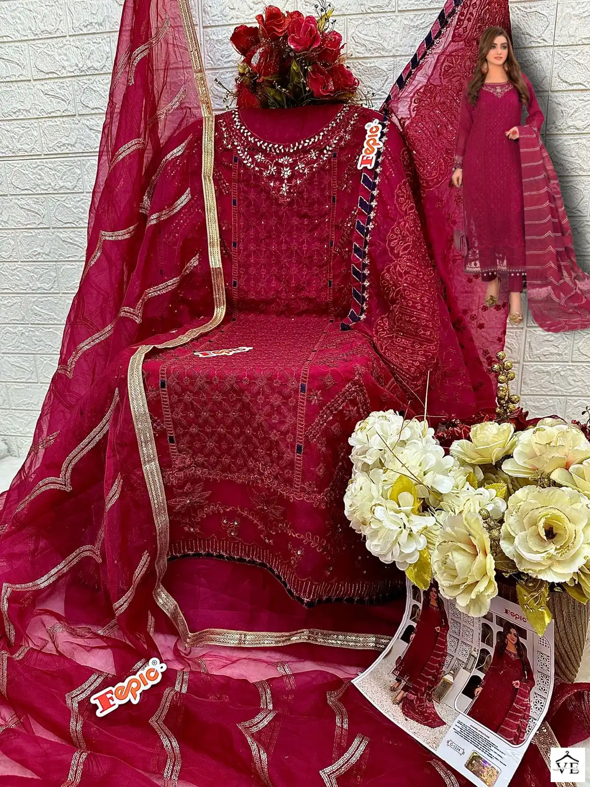 Fepic C 1334 Georgette Wholesale Designer Pakistani Salwar Suit Catalog — Wholesale Salwar Suits, MPA wholesale from Surat — view 2