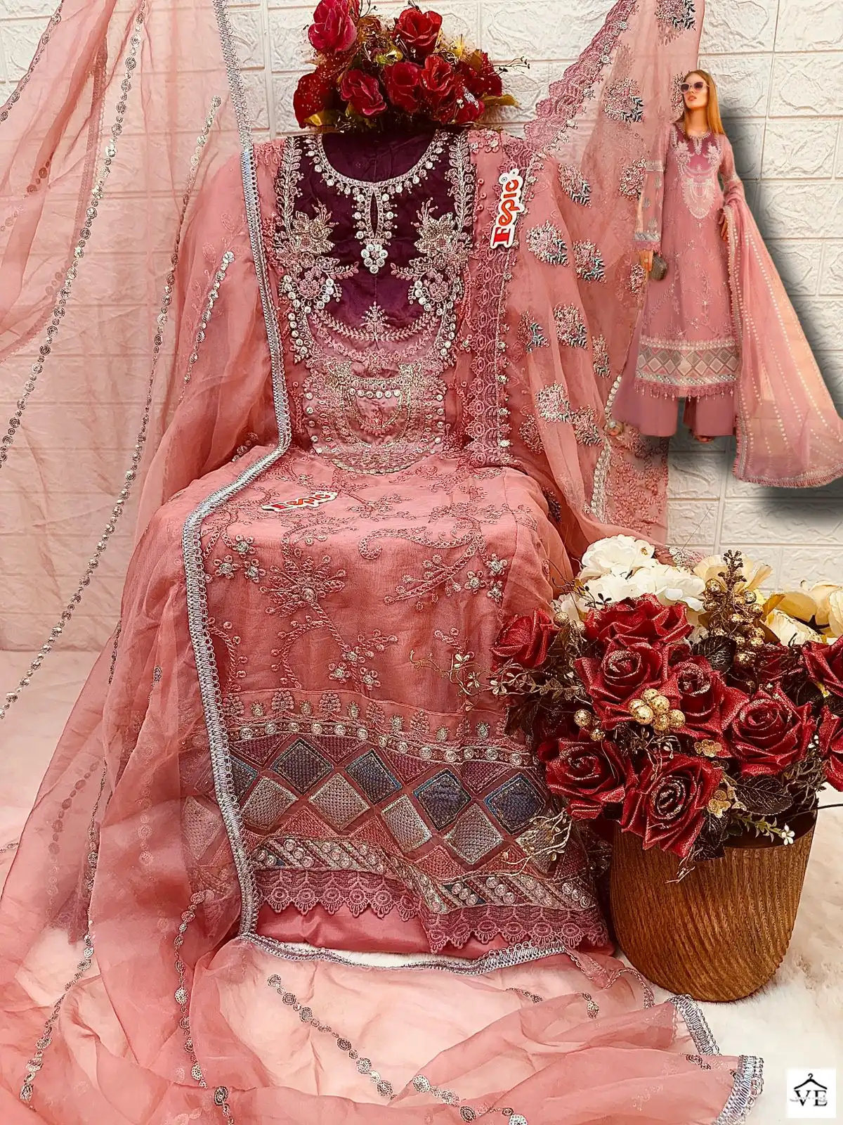 Fepic C-1343 Organza Wholesale Pakistani Suit — Wholesale Salwar Suits, MPA wholesale from Surat — view 2