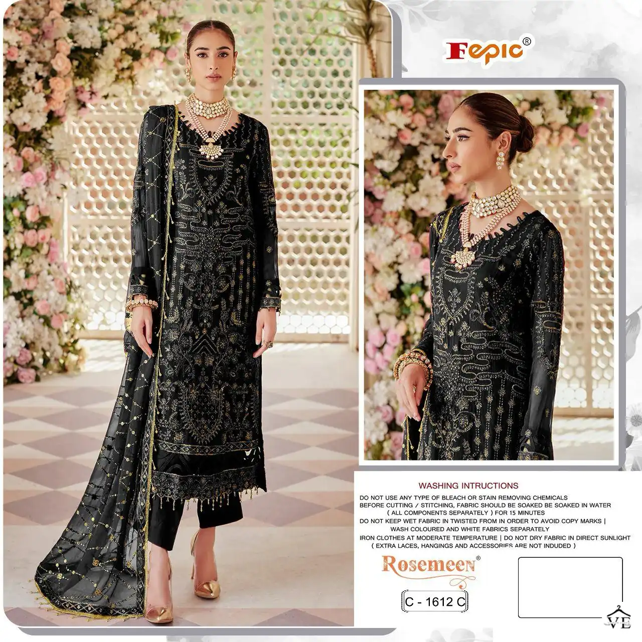 Fepic C 1612 Georgette Wholesale Designer Pakistani Salwar Suit Catalog — Wholesale Salwar Suits, MPA wholesale from Surat - Gallery Image 2