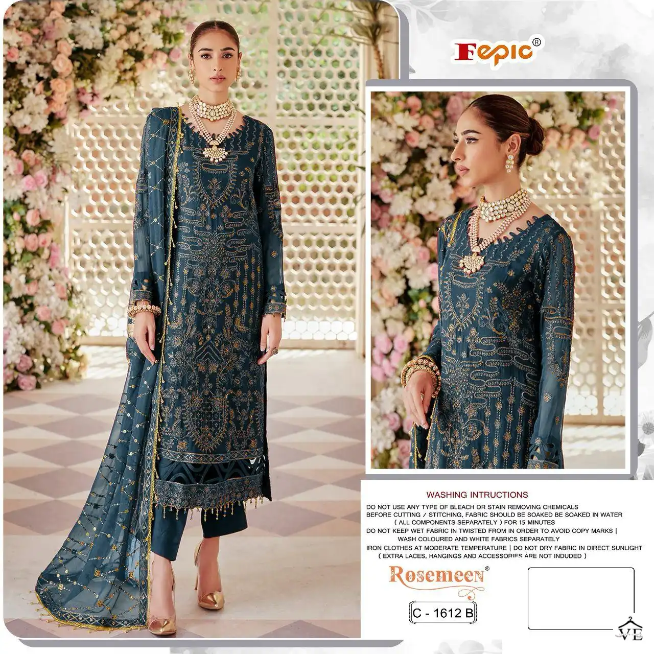 Fepic C 1612 Georgette Wholesale Designer Pakistani Salwar Suit Catalog — Wholesale Salwar Suits, MPA wholesale from Surat - Gallery Image 3