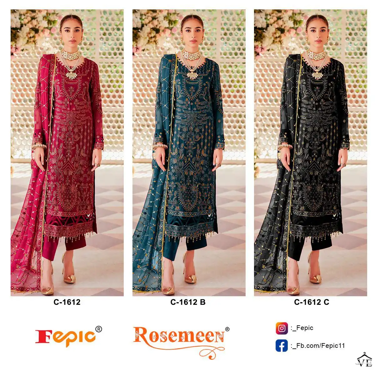 Fepic C 1612 Georgette Wholesale Designer Pakistani Salwar Suit Catalog — Wholesale Salwar Suits, MPA wholesale from Surat — view 4