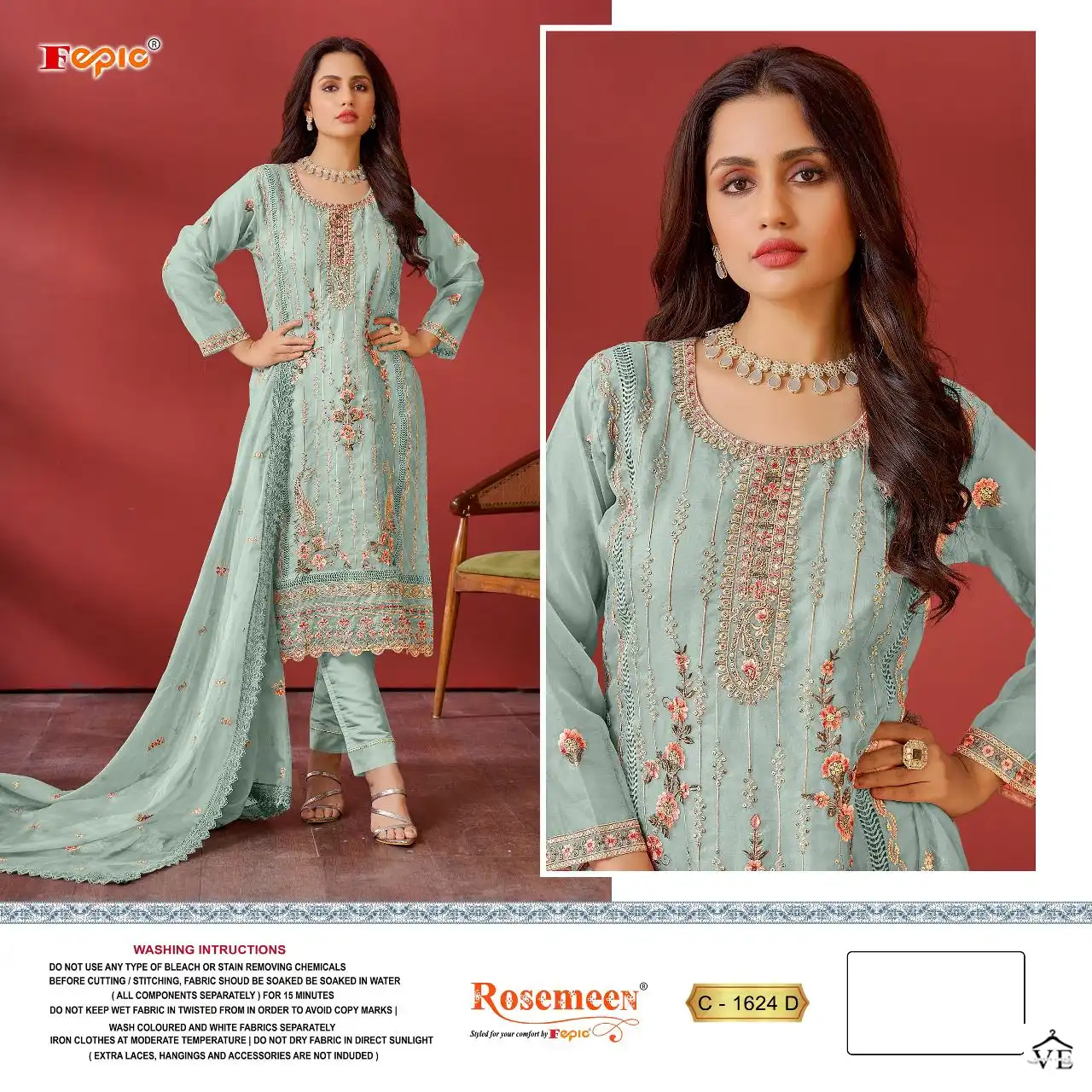 Fepic C 1624 Georgette Wholesale Designer Pakistani Salwar Suit Catalog — Wholesale Salwar Suits, MPA wholesale from Surat - Gallery Image 2