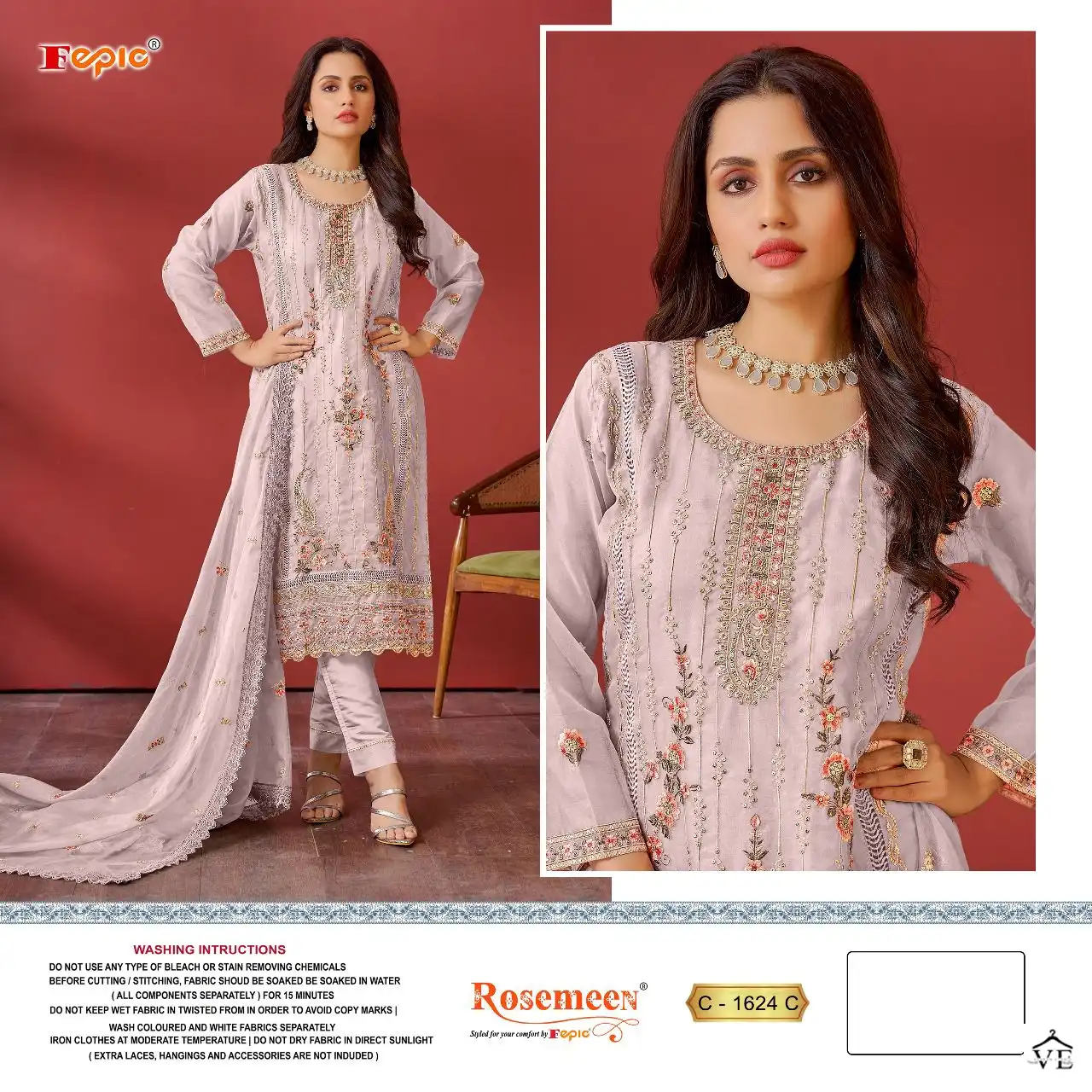 Fepic C 1624 Georgette Wholesale Designer Pakistani Salwar Suit Catalog — Wholesale Salwar Suits, MPA wholesale from Surat - Gallery Image 3