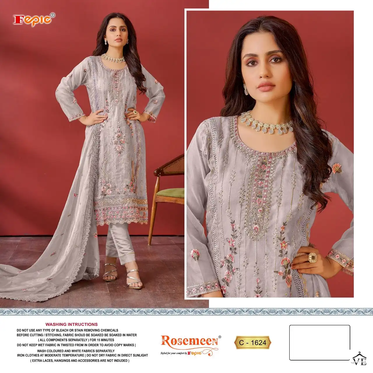 Fepic C 1624 Georgette Wholesale Designer Pakistani Salwar Suit Catalog — Wholesale Salwar Suits, MPA wholesale from Surat - Gallery Image 4
